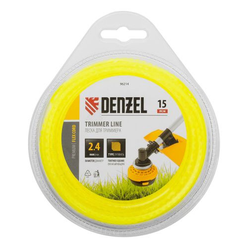 Леска для триммера зубчатый квадрат, 2,4мм х 15м, FLEX CORD, DENZEL купить в Москве с доставкой по всей России | ProtosMarket.ru