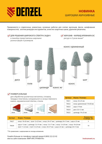Шарошка абразивная, конус удлиненный, для дрели (ПШМ), 19 x 60 мм, хвостовик d6 мм, 63С Denzel купить в Москве с доставкой по всей России | ProtosMarket.ru