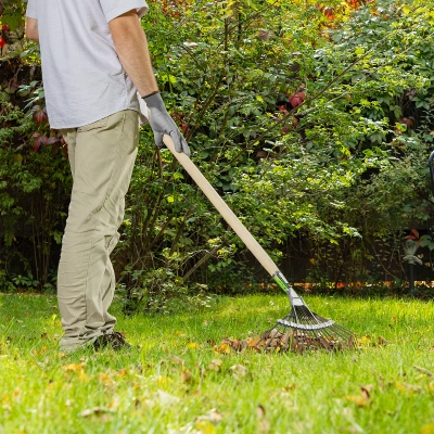 Грабли веерные стальные, 385 мм, 20 плоских зубьев, оксидированные, без черенка, Сибртех купить в Москве с доставкой по всей России | ProtosMarket.ru