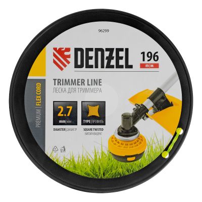 Леска для триммера витой квадрат, 2,7мм х 196м, на DIN катушке FLEX CORD Denzel купить в Москве с доставкой по всей России | ProtosMarket.ru