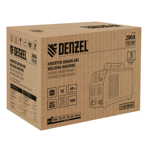 Аппарат инвертор. аргонодуговой сварки ITIG-200 DС Pulse Cold Weld, 200 А, ПВ 60% Denzel купить в Москве с доставкой по всей России | ProtosMarket.ru