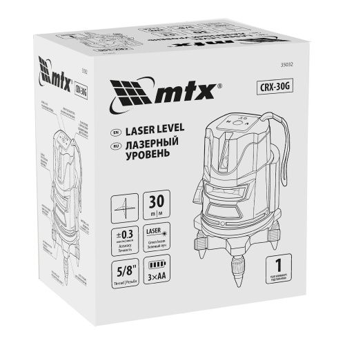 Лазерный уровень CRX-30G, 30 м, зеленый луч, батарейки, резьба 5/8" MTX купить в Москве с доставкой по всей России | ProtosMarket.ru
