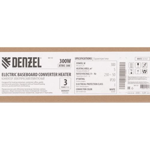 Конвектор электрический плинтусный ATRIC-300, 230 В, 300 Вт, ТЭН Denzel купить в Москве с доставкой по всей России | ProtosMarket.ru