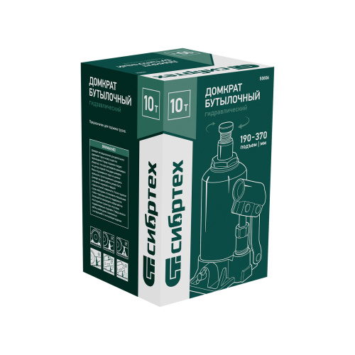 Домкрат гидравлический бутылочный, 10 т, 190-370 мм Сибртех купить в Москве с доставкой по всей России | ProtosMarket.ru