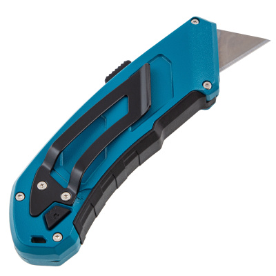 Нож, 130 мм, алюминиевый корпус, выдвижное трапециевидное лезвие 18 мм (SK-5) клипса для ремня, 4 лезвия Gross купить в Москве с доставкой по всей России | ProtosMarket.ru