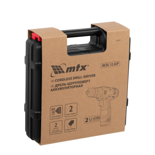Дрель-шуруповерт аккумуляторная MCDL-12-02P, Li-Ion, 12 В, 2 акк. MTX купить в Москве с доставкой по всей России | ProtosMarket.ru
