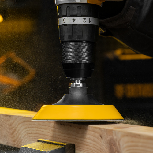 Тарелка опорная для дрели и УШМ с липучкой, 115 мм, мягкая, с адаптером c М14 на d8 Denzel купить в Москве с доставкой по всей России | ProtosMarket.ru