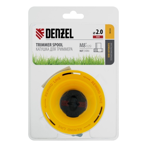 Катушка триммерная полуавтоматическая, легкая заправка лески, гайка M8x1.25, винт M8-M8 Denzel купить в Москве с доставкой по всей России | ProtosMarket.ru