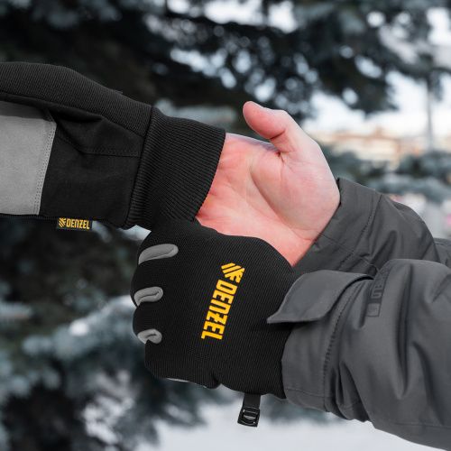 Перчатки универсальные, двойные, работа с сенсорным экраном, вязаная манжета, размер 9 Denzel купить в Москве с доставкой по всей России | ProtosMarket.ru