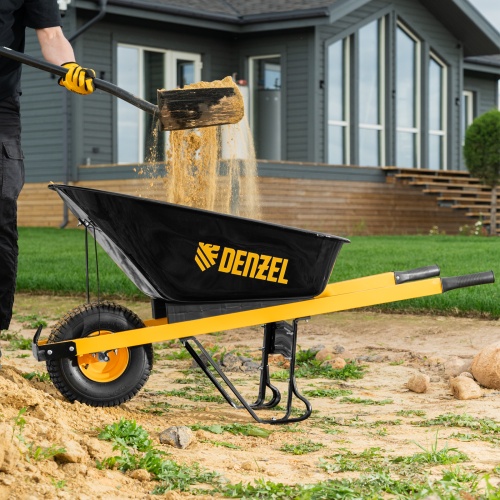 Тачка строительная, усиленная, объем 140 л, 230 кг, колесо 15х6.00-6 Denzel купить в Москве с доставкой по всей России | ProtosMarket.ru