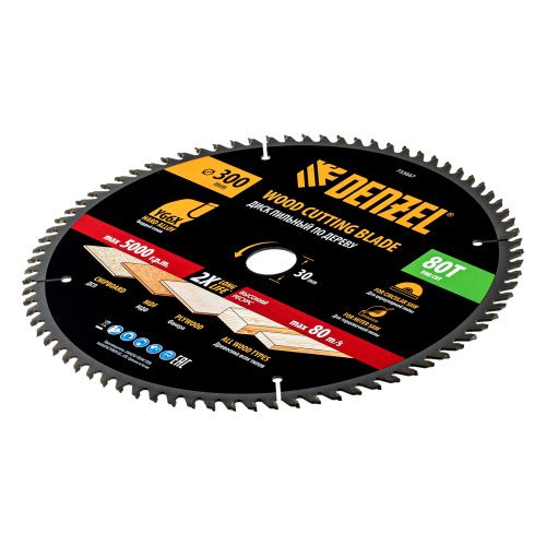 Пильный диск по дереву ф300 х 30 мм, 80 зубьев Denzel купить в Москве с доставкой по всей России | ProtosMarket.ru