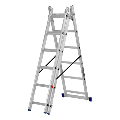 Лестница, 3 х 6 ступеней, алюминиевая, трехсекционная, Сибртех купить в Москве с доставкой по всей России | ProtosMarket.ru