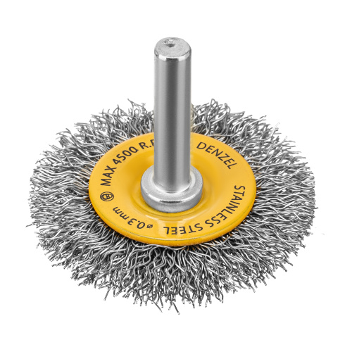 Щетка для дрели, 50 мм, Плоская, со шпилькой, нержавеющая витая проволока Denzel купить в Москве с доставкой по всей России | ProtosMarket.ru