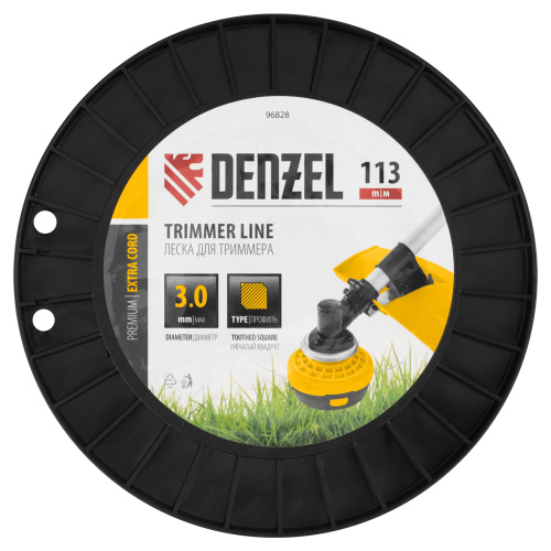 Леска для триммера двухкомпонентная зубчатый квадрат, 3,0мм х 113м, на DIN кат. EXTRA CORD Denzel купить в Москве с доставкой по всей России | ProtosMarket.ru
