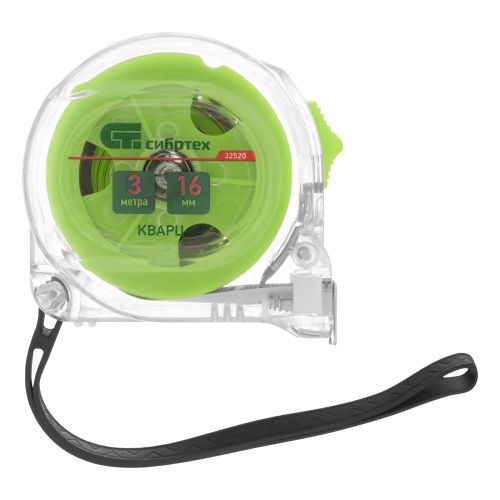 Рулетка Кварц,прозрачный корпус,амортизатор,3 м х 16 мм Сибртех купить в Москве с доставкой по всей России | ProtosMarket.ru