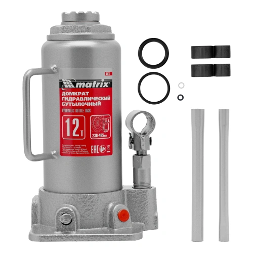 Домкрат гидравлический бутылочный, 12 т, высота подъема 230-465 мм Matrix купить в Москве с доставкой по всей России | ProtosMarket.ru
