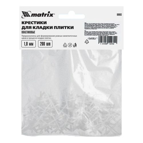 Крестики, 1.0 мм, для кладки плитки, 200 шт Matrix купить в Москве с доставкой по всей России | ProtosMarket.ru