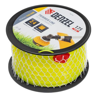 Леска для триммера квадрат, 2,4мм х 175м, на DIN катушке FLEX CORD Denzel купить в Москве с доставкой по всей России | ProtosMarket.ru