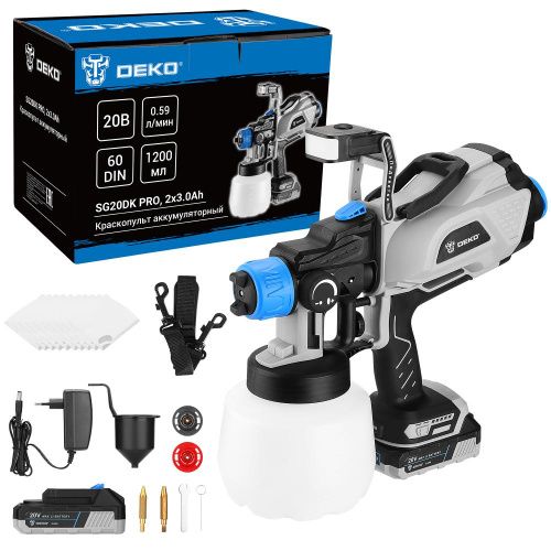 Краскопульт аккумуляторный DEKO SG20DK PRO, 20В, 1200 мл, 2x3.0Ач купить в Москве с доставкой по всей России | ProtosMarket.ru