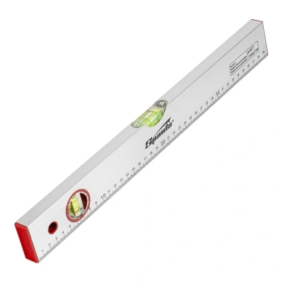 Уровень алюминиевый, 400 мм, 2 глазка, линейка Sparta