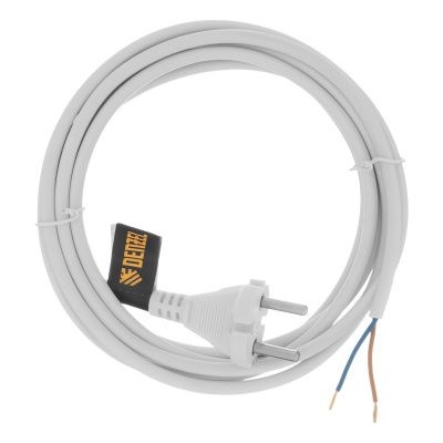 Шнур сетевой Energy Series, ПВС, 3 м, 2 x 1 мм, с неразборной вилкой, белый, Denzel купить в Москве с доставкой по всей России | ProtosMarket.ru