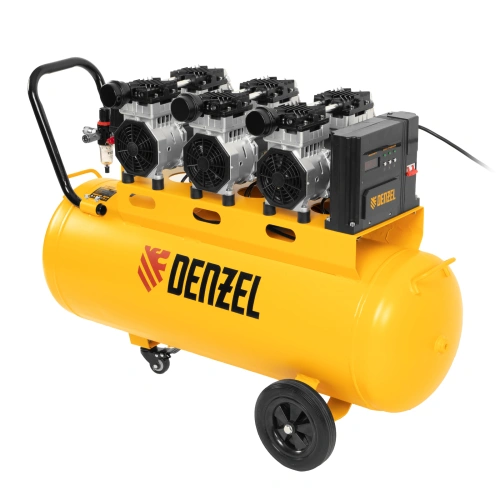 Компрессор безмасляный, малошумный  DLS 2250/100, 2250 Вт, 3x750, 100 л, 410 л/мин блок управления/ Denzel купить в Москве с доставкой по всей России | ProtosMarket.ru