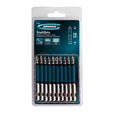 Бита PH2 х 70, сталь S2, 10 шт. Gross купить в Москве с доставкой по всей России | ProtosMarket.ru