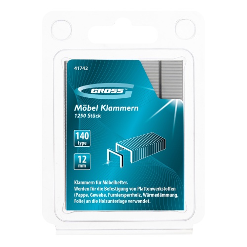 Скобы, 12 мм, для мебельного степлера, усиленные, тип 140,1250 шт Gross купить в Москве с доставкой по всей России | ProtosMarket.ru