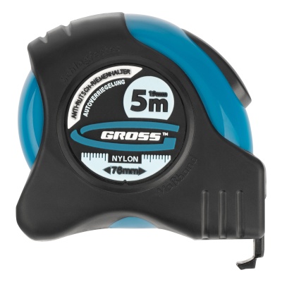 Рулетка "Schlagfest",5 м x 19 мм,магнитный обрезиненный зацеп,двусторонняя шкала,Нейлоновое покрытие,автоматическая фиксация Gross купить в Москве с доставкой по всей России | ProtosMarket.ru