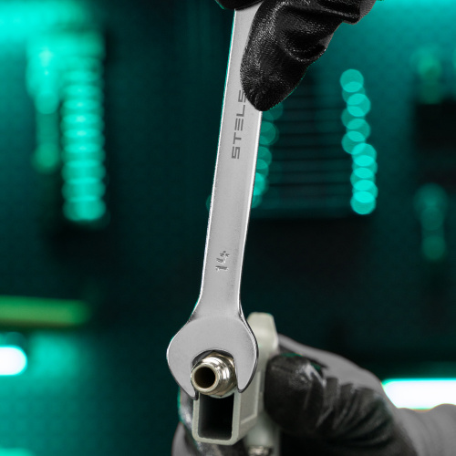 Ключ комбинированный, 14 мм, CrV, матовый хром Stels купить в Москве с доставкой по всей России | ProtosMarket.ru