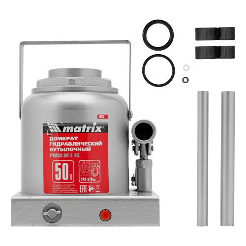 Домкрат гидравлический бутылочный, 50 т, высота подъема 240-370 мм Matrix купить в Москве с доставкой по всей России | ProtosMarket.ru