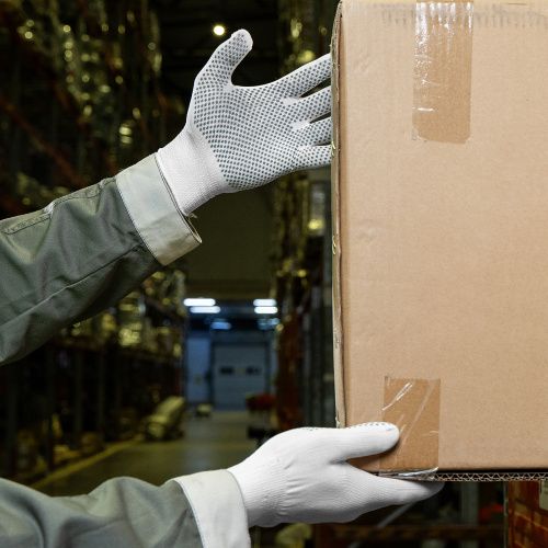 Перчатки Нейлон, ПВХ точка, 13 класс, белые, L купить в Москве с доставкой по всей России | ProtosMarket.ru