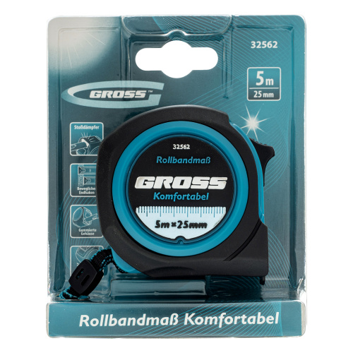Рулетка Komfortabel 5 м х 25 мм,обрезиненный корпус Gross купить в Москве с доставкой по всей России | ProtosMarket.ru