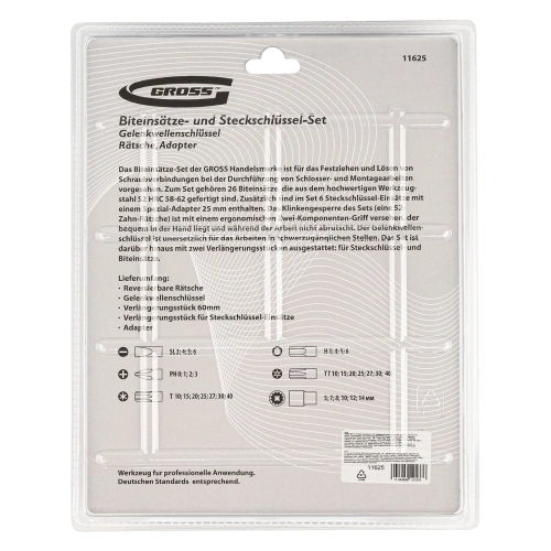 Набор бит и головок торцевых, 1/4, карданный ключ, трещотка, адаптер, S2, 37 шт. Gross купить в Москве с доставкой по всей России | ProtosMarket.ru