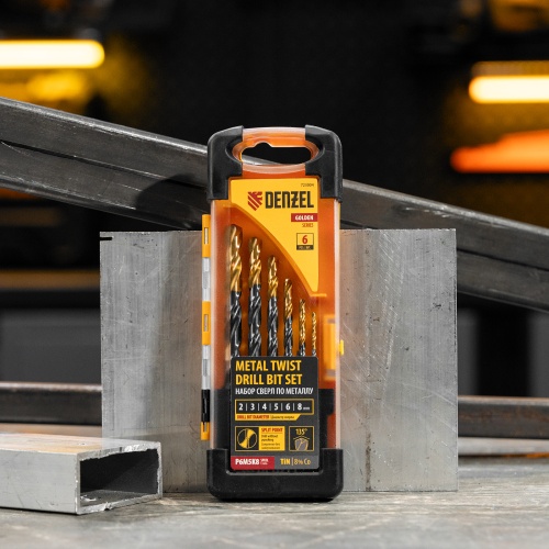 Набор сверл по металлу, 2-8мм, Р6М5К8-TiN, Golden Tip, 6 шт Denzel купить в Москве с доставкой по всей России | ProtosMarket.ru