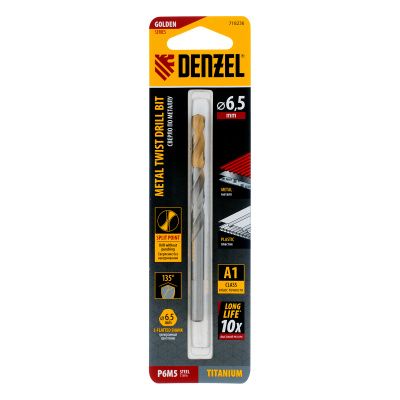 Сверло спиральное по металлу 6,5 x 100 мм, Р6М5, Golden Tip  Denzel купить в Москве с доставкой по всей России | ProtosMarket.ru