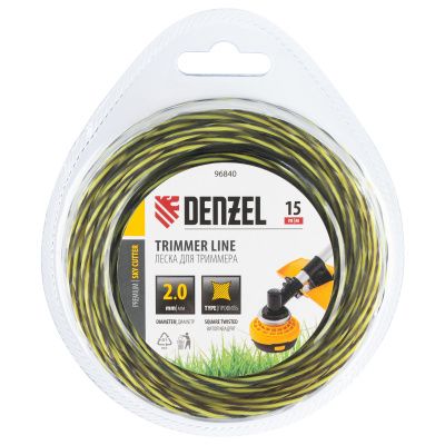 Леска для триммера двухкомпонентная витая квадратная, 2,0мм х 15м, блистер SkyCutter Denzel купить в Москве с доставкой по всей России | ProtosMarket.ru