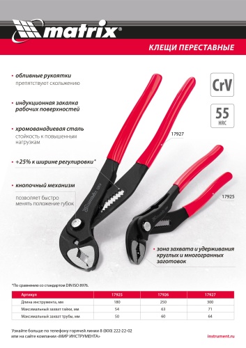 Клещи переставные 300 мм, кнопочный механизм, хром-ванадий, обливные рукоятки Matrix купить в Москве с доставкой по всей России | ProtosMarket.ru