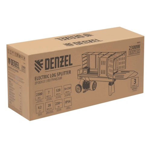 Дровокол электрический ELS7T-52, 2300 Вт, сила раскола 7т, макс. размеры полена D250 x 520 мм Denzel купить в Москве с доставкой по всей России | ProtosMarket.ru