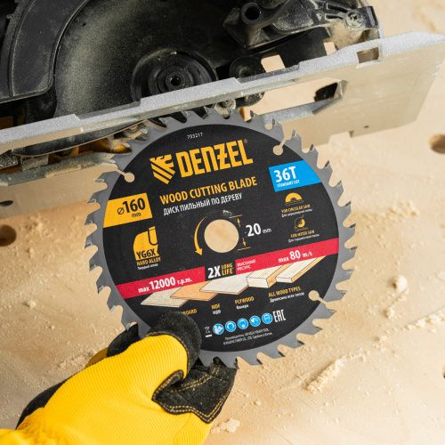Пильный диск по дереву ф160 х 20 мм, 36 зубьев Denzel купить в Москве с доставкой по всей России | ProtosMarket.ru