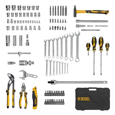 Набор инструментов, 1/2", 1/4", CrV, S2, пластиковый кейс, 122 предмета Denzel купить в Москве с доставкой по всей России | ProtosMarket.ru