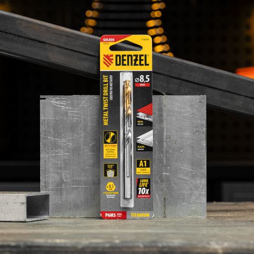 Сверло спиральное по металлу 8,5 x 117 мм, Р6М5, Golden Tip  Denzel купить в Москве с доставкой по всей России | ProtosMarket.ru