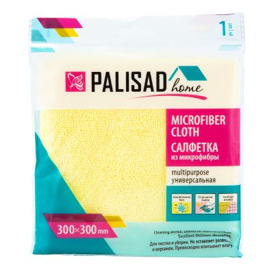 Салфетка универсальная из микрофибры 300 x 300 мм, желтая, Home Palisad купить в Москве с доставкой по всей России | ProtosMarket.ru