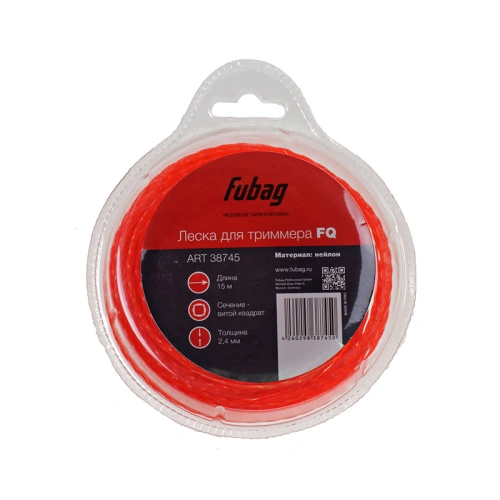 Триммерная леска FUBAG сечение витой квадрат L 15 м * 2,4 мм купить в Москве с доставкой по всей России | ProtosMarket.ru