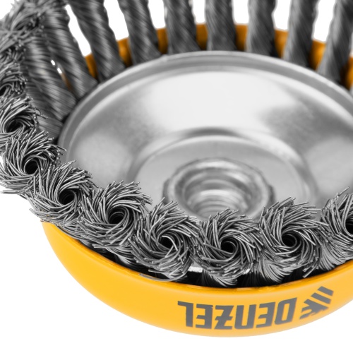 Щетка для УШМ, 125 мм, "Чашка", крученая нержавеющая проволока 0.5 мм, М14 Denzel купить в Москве с доставкой по всей России | ProtosMarket.ru