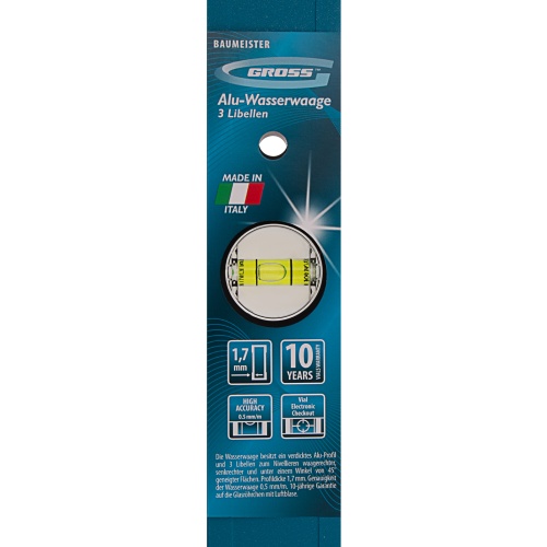 Уровень алюминиевый усиленный, 800 мм, 3 глазка Gross купить в Москве с доставкой по всей России | ProtosMarket.ru