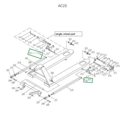Ось крепления рычага силового блока к подвильной тяге для гидравлических тележек DF25 купить в Москве с доставкой по всей России | ProtosMarket.ru