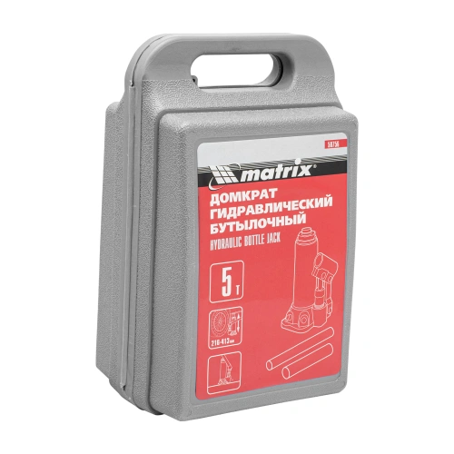 Домкрат гидравлический бутылочный, 5 т, высота подъема 216-413 мм, в пластиковый кейсе Matrix купить в Москве с доставкой по всей России | ProtosMarket.ru