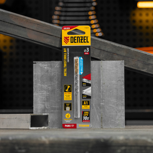Сверло спиральное по металлу 3 х 100 мм, Р6М5, Golden Tip, удлиненное, 2шт. Denzel купить в Москве с доставкой по всей России | ProtosMarket.ru
