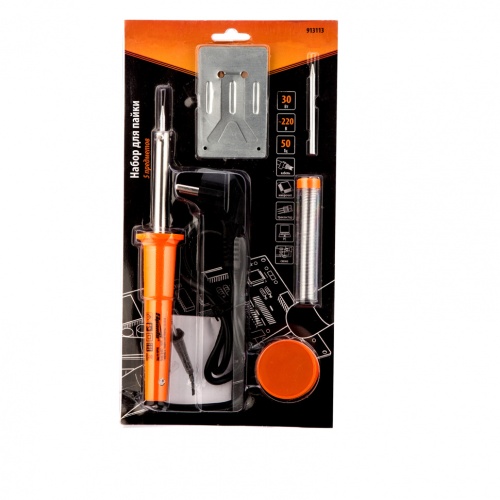 Набор для пайки, 5 предметов: паяльник 30 Вт, подставка, жало, паста, припой Sparta купить в Москве с доставкой по всей России | ProtosMarket.ru